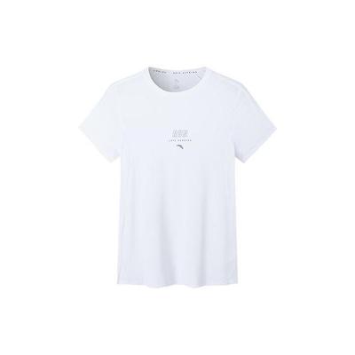 Running Series Letter Brand Logo Print Quick-Dry Short Sleeve T-Shirt Women Tops White 162225105-210724