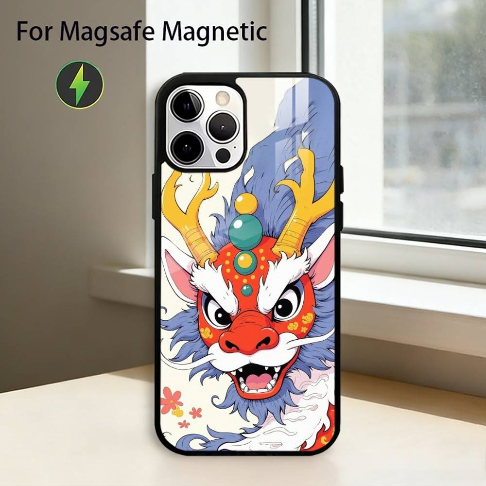 Cartoon D-Dragon Phone Case For iPhone17,16,15,14,13,12,11 Plus,Pro Magnetic For Magsafe Wireless Charging