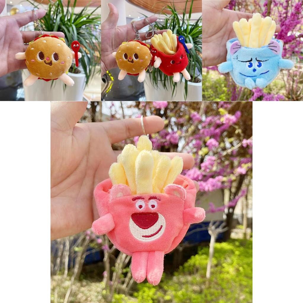 Cute Stuffed Toy Keychain Collection With Cartoon Hamburger And Fries Design