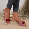 Sapatos de Design Xadrez Retro com Laço Chinelos Salto Gatinho Estilo Francês Sapatos Peep Toe Cor Mista Doce e Fofo Sapatos de Vocação Femininos
