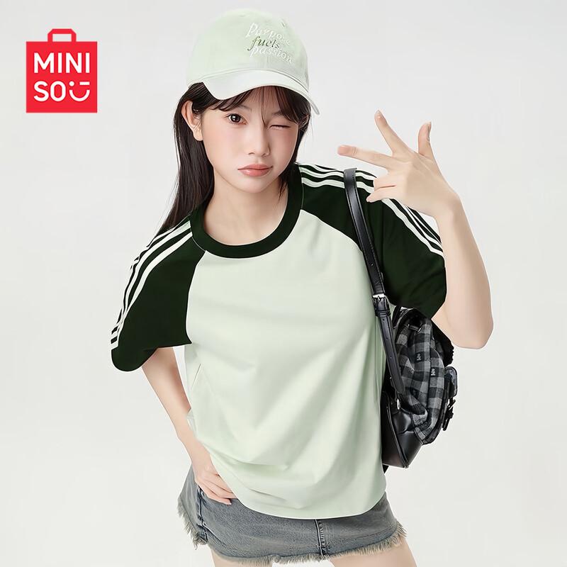 MINISO Women s 2026 Summer Pure Cotton Raglan T-Shirt S