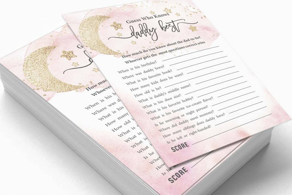 Inkdotpot 50A  Advice CardsA  For Baby Shower Game Glitter Star Advice For New Mom & Dad Gender Reveal Boy Or GirlA  Party