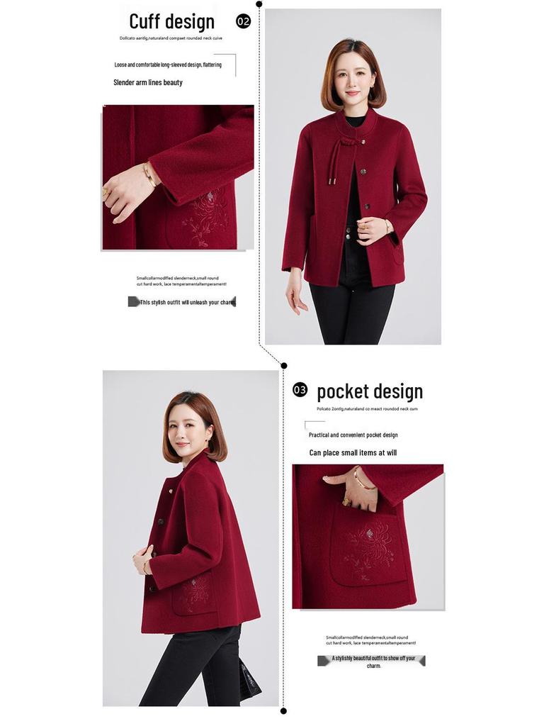 Petite Wool Coat for Women: Autumn/Winter Fashion, Middle-Aged & Elderly, Short Double-Sided Cashmere