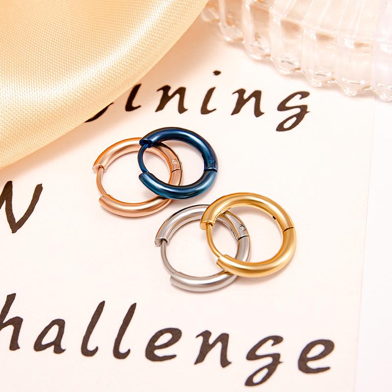 316L Stainless Titanium Steel Double-Sided Round Hoop Earrings