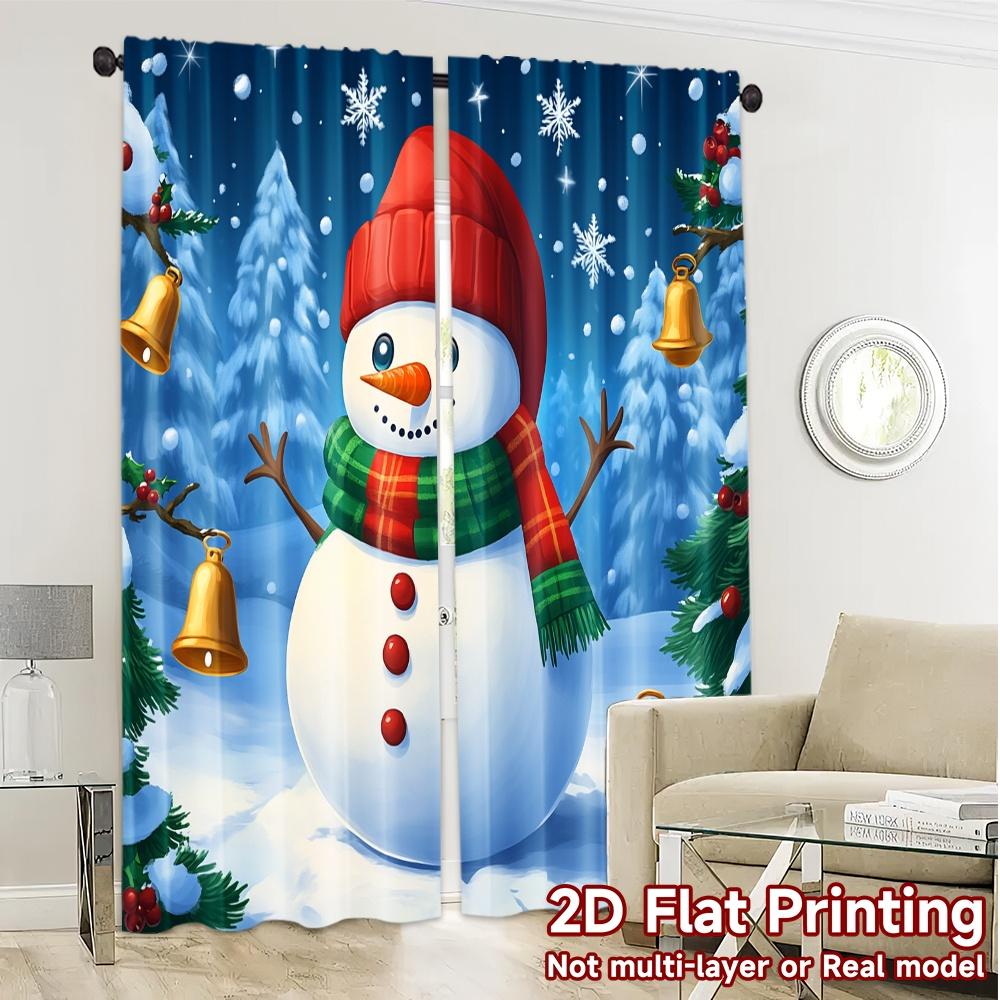 2pcs,Curtains Cute Snowman Winter Christmas Festive (2) Chic Chic Curtains Versatile Polyester Fabric Curtains Thermal