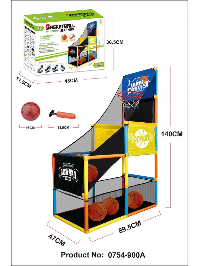 Adjustable Indoor Basketball Hoop with 6 Balls for Kids Ages 3-9