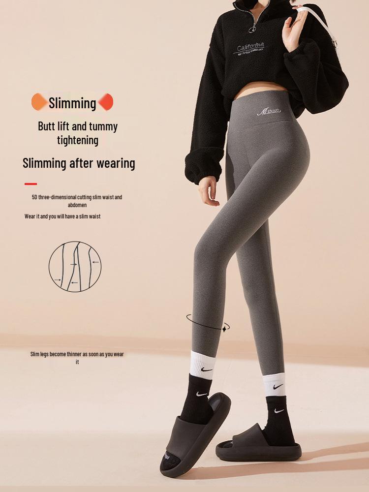 High-Waisted Fleece-Lined Women's Slimming Warm Base Layer Pants for Autumn/Winter