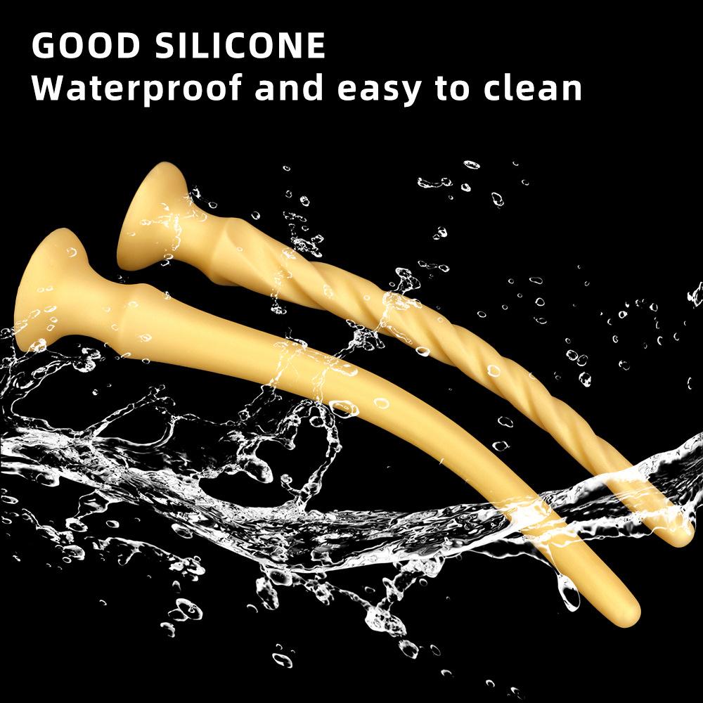 Golden Silicone Soft Extra Long Anal Plug Anal Expansion Masturbator Adult Sex Toy Fisting Plug Tail Slave BDSM