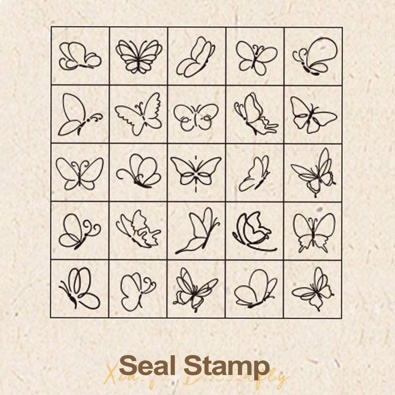 Stamp Set For Kids 25 Pieces Wood Butterfly Craft Stamps Vintage Stamp Making Kit With Box Decorative Make Your Own Art Stamps