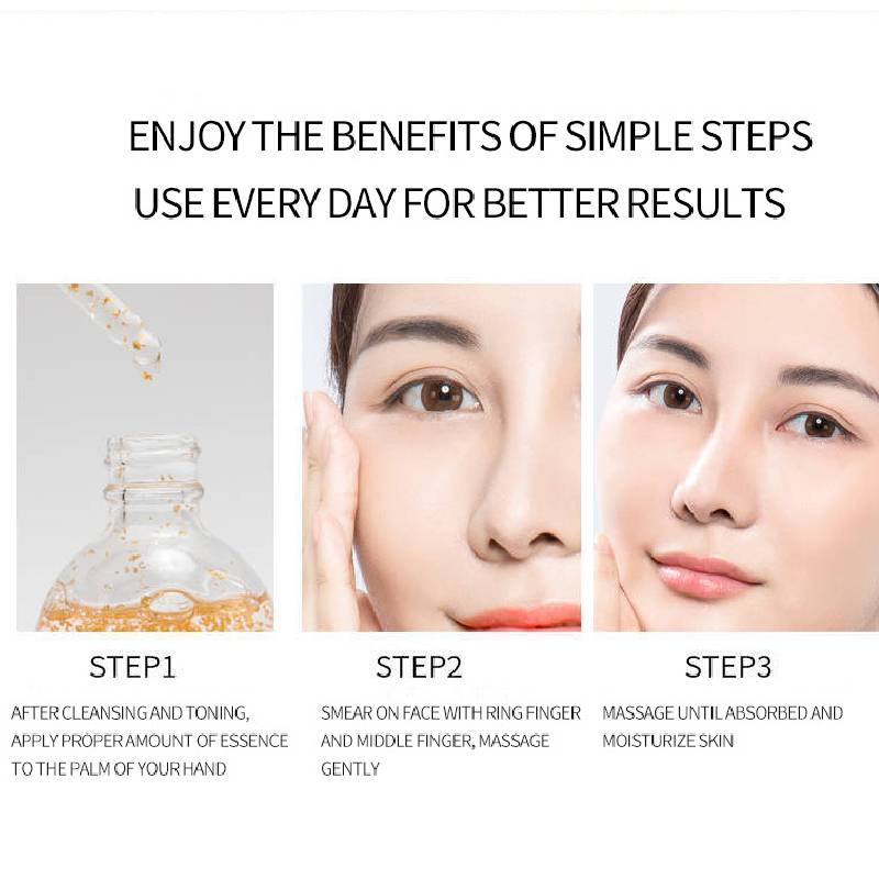 Gold Hyaluronic Acid Facial Essence, Moisturizing Shrink Pores Anti-wrinkle Firming Skin Care Serum Skin Streaming Products