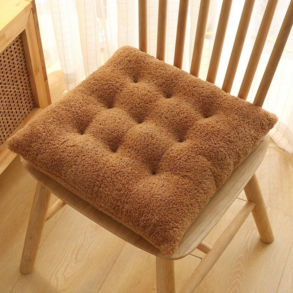 Solid Color Plush Seat Cushion Thickened Dining Chair Cushion Chair Seat Cushion Home Office Use