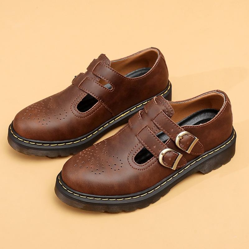 Mary Jane shoes leather low-top, Martin shoes women's British fashion casual leather shoes