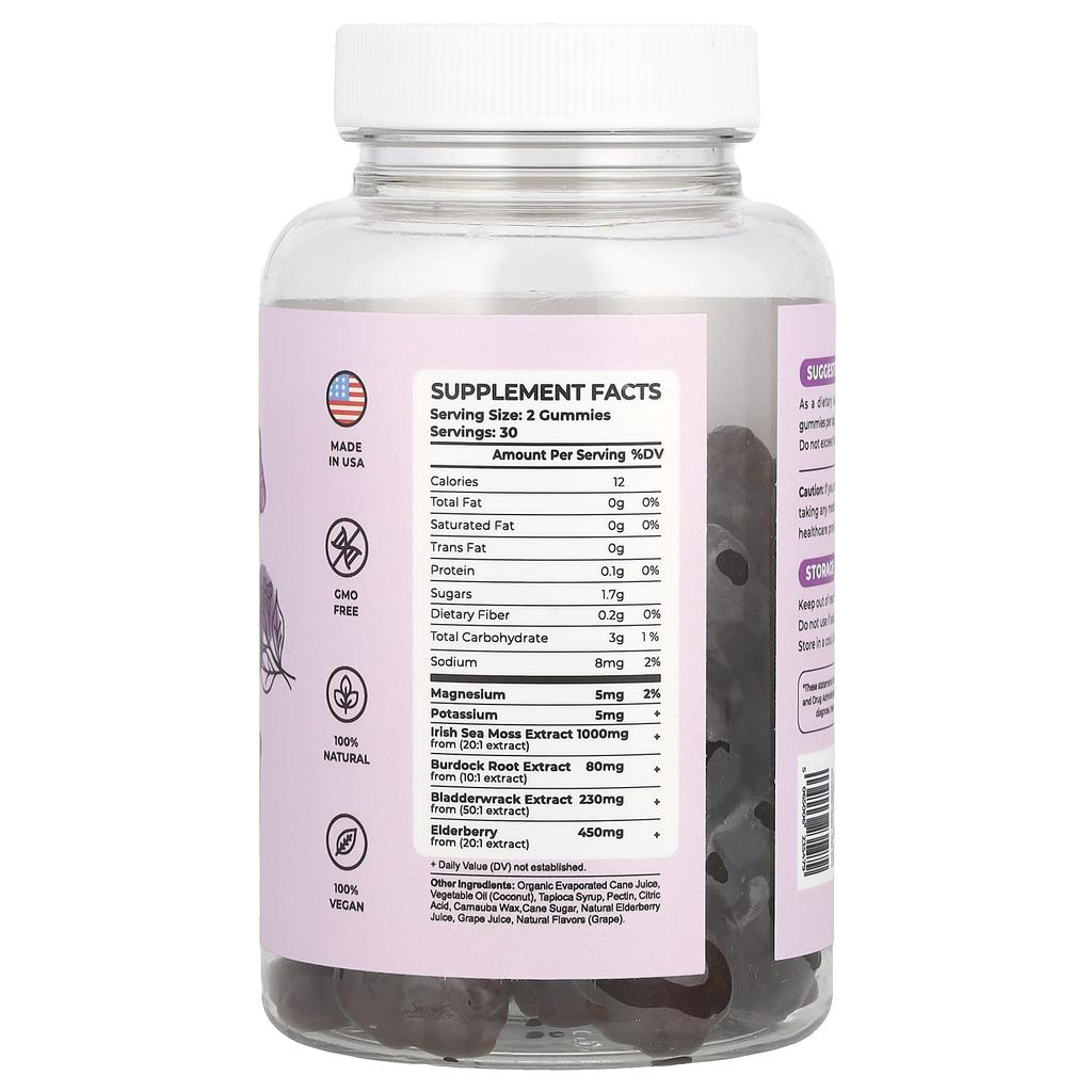 Sea Moss & Elderberry Gummies, 60 Gummies