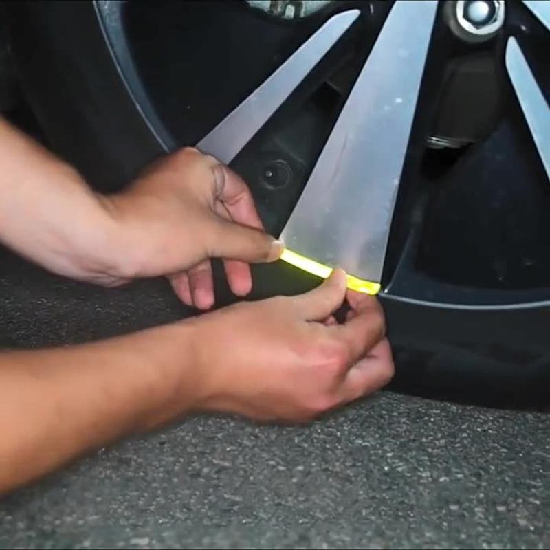 20pcs Car Wheel Hub Reflective Sticker 3d Stereo Tire Decorative Strips Night Warning Luminous