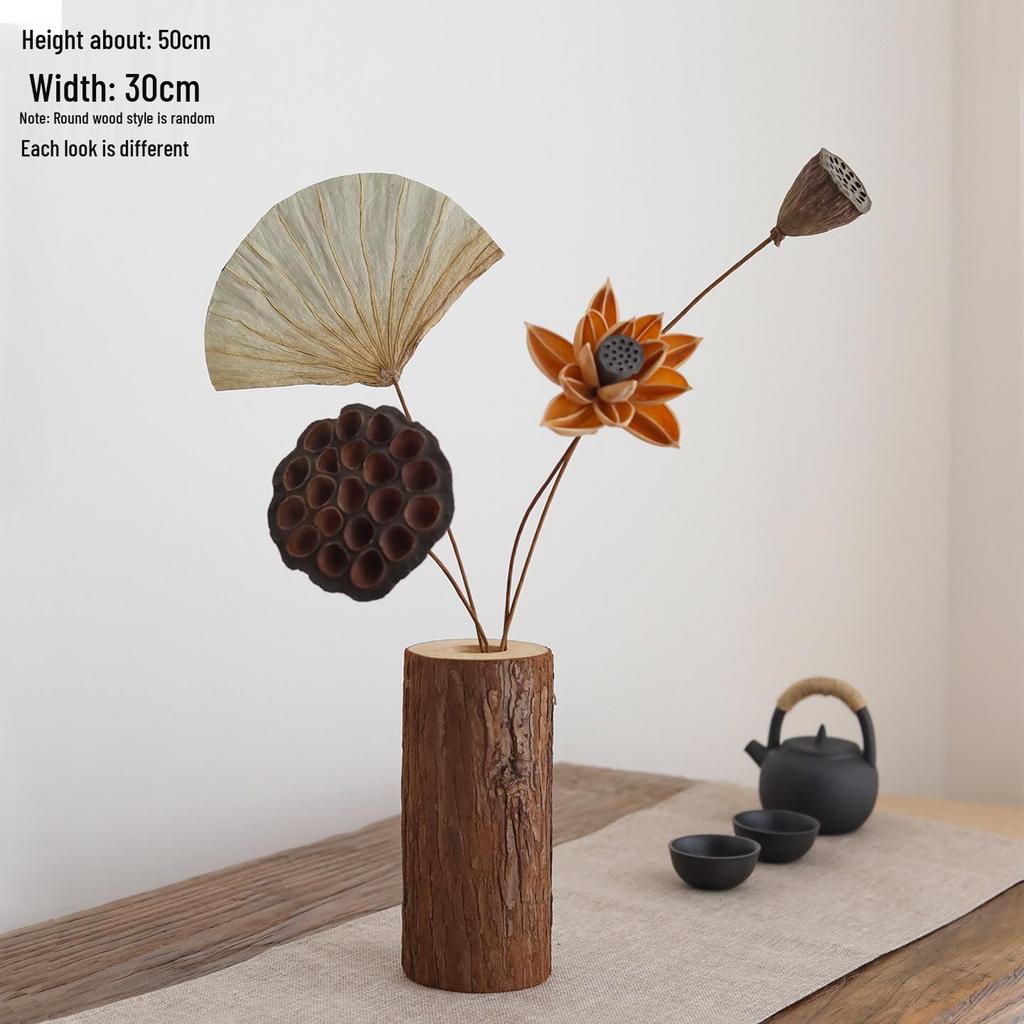 Zen Tabletop Vase with Dried Flowers for Living Room or Tea Room Decor