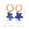 Ceramic Dopamine Starfish Earrings for Women Colorful Vibrant Pendant Youthful Hypoallergenic Stainless Steel  Zircon Gift