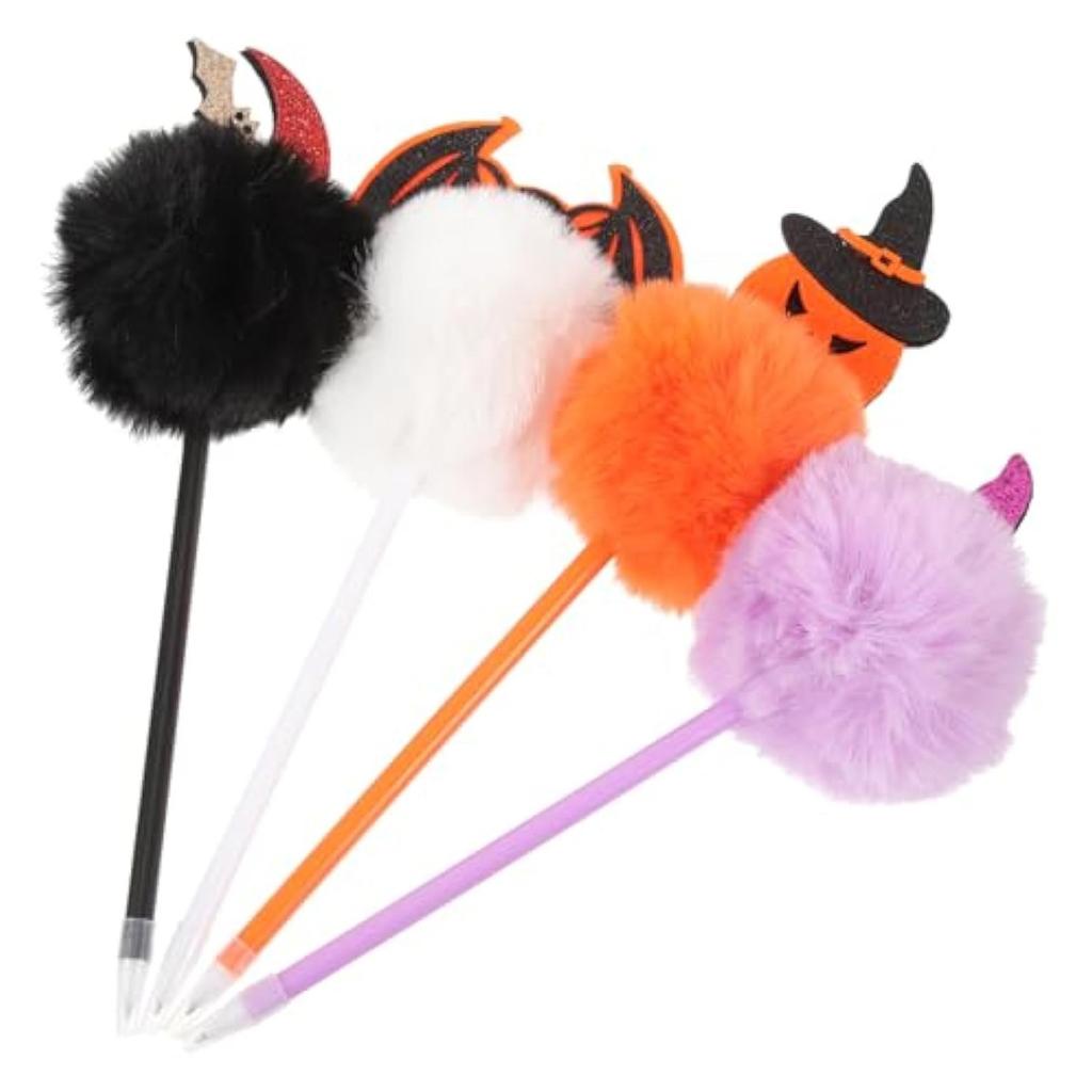 Halloween Plush Ball Pen Cute Halloween Pumpkin Ballpoint Pen Creative Shape Ballpoint Pen Children's Stationery 2ml