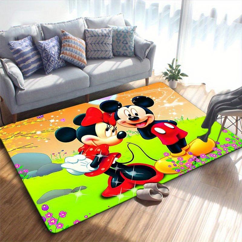 1ks Koberec s motivem Disney Mickey Mouse a Minnie, Kusový koberec, Protiskluzový koberec, Ručně pratelná podložka pod nohy, Vhodné pro obývací pokoj, ložnici, bytový dekor