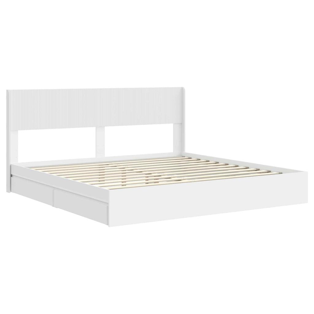 Bed Frame with Storage Space and Headboard White 180 x 200 cm