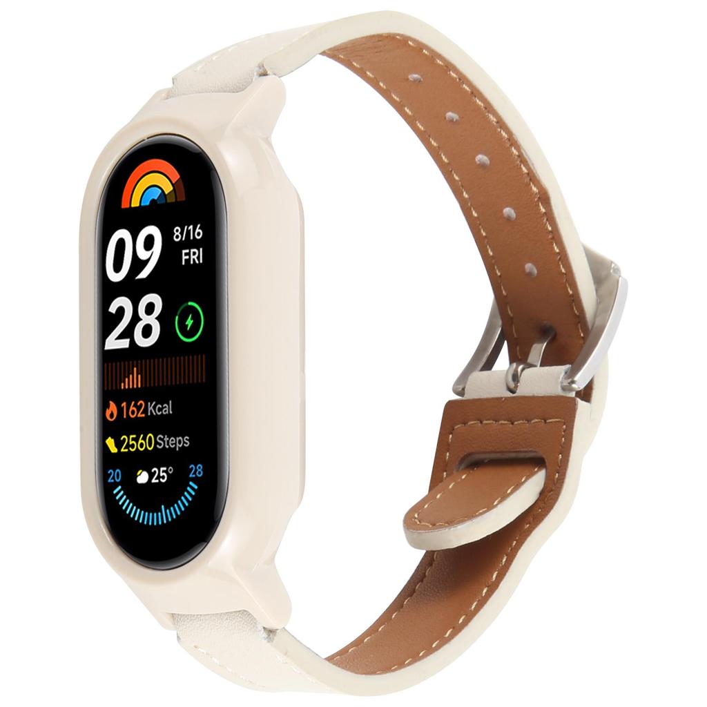 For Xiaomi Smart Band 8 PC Watch Case Integrated Ultra Fiber Leather Quick Release Watch Strap