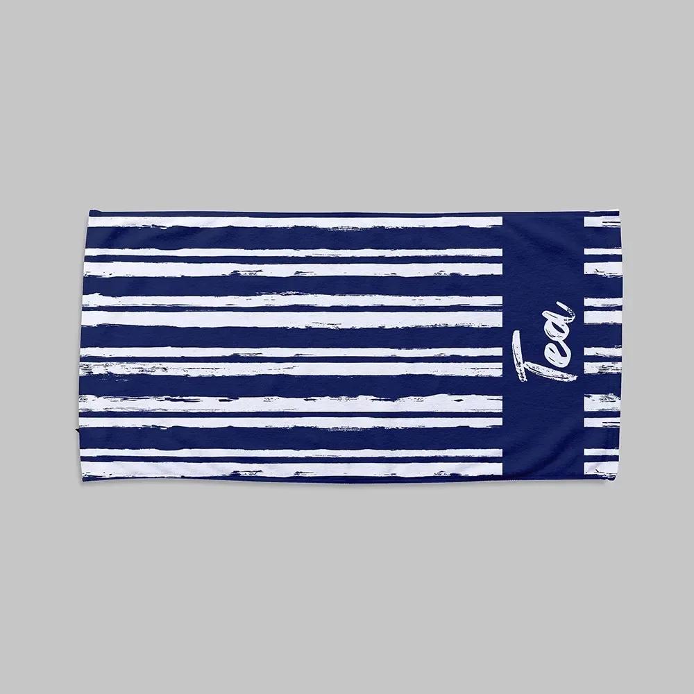 Personalized Striped Beach Towel Girls Trip Customize Logo Swimming Pool Party Bath Towels with Name Vibes Summer Favors