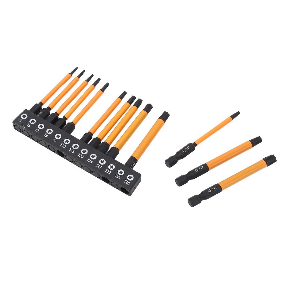 13pcs S2 Alloy Steel Star Bits Set 75mm Length 1/4 Inch Hex Shank Torx Head Bit Set CNC Machined Magnetic Tips Hex Shank Bit Set