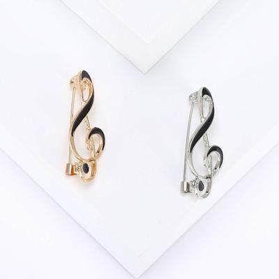 Brooch Coat Bag Hat Brooch Music Scale Shape Contrast Color Anti-slip Exquisite Polished Stainless Lady Clothes Pin Clothes Jewelry