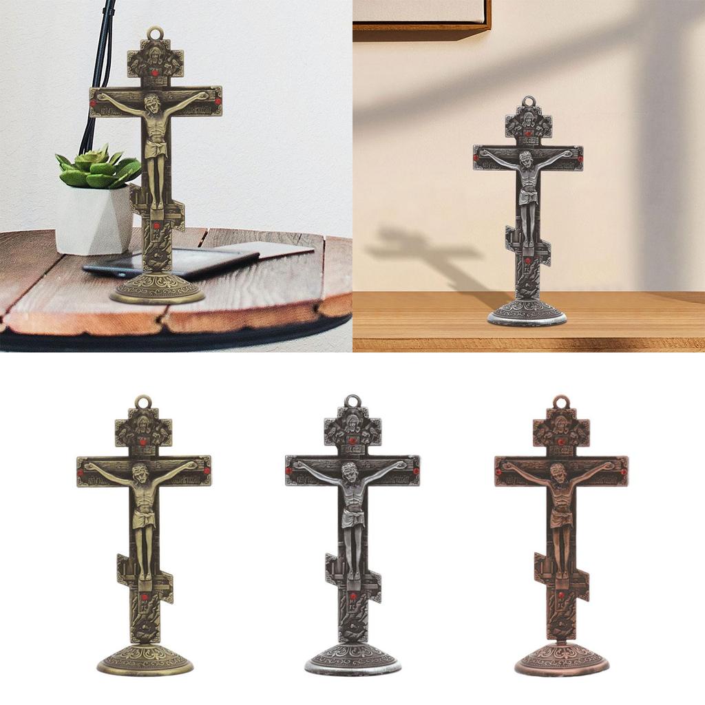 Christian Wall Mounted Ornament Antique Catholic Gifts Crucifix Wall Crosses for Bedroom Fireplace Tabletop Home Ornament