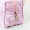 Stripe Seersucker Cosmetic Bag Fashion Women Cosmetic Bag Zipper Storage Makeup Case Travelling Pouch Organizer for Lady