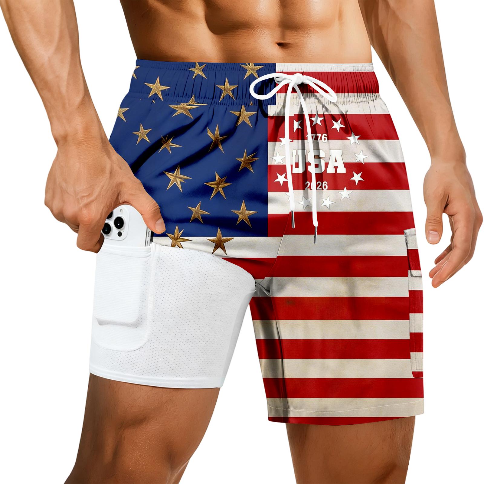 Mens swim trunks with flag and cross print mens board shorts for swimming trunks for men with pocket swim trunks men S циан
