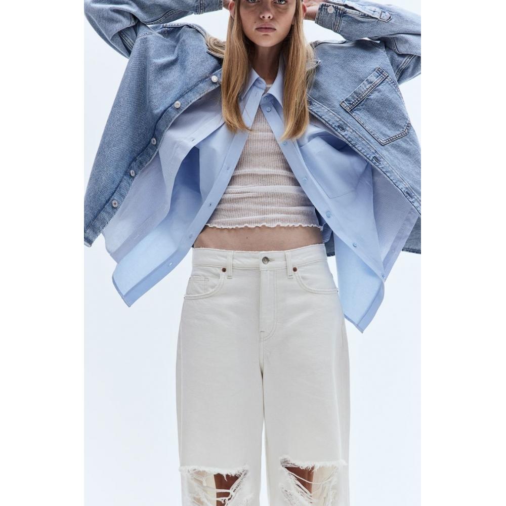 

Кремовые джинсы с широкой талией HM Regular Waist