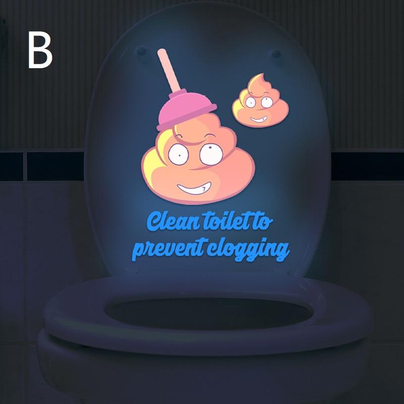 For Home Office Kitchen Waterproof Humorous Home Decor Luminous Cat Slogan Wall Decals - Glow In Dark Toilet Stickers D синий