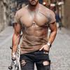 Mens 3D Printed Muscle Design T-Shirt Digital Print Short Sleeve Casual Crew Neck Breathable Loose Fit Tee