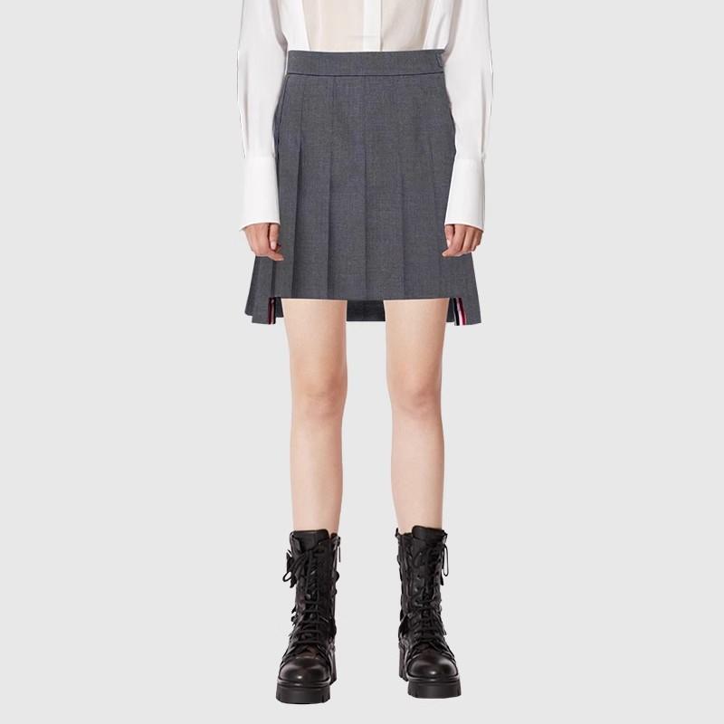 TB [Official Authentic] College Style Pleated Skirt, Women's Half Length Skirt, High Waist Slimming Versatile A-line Skirt