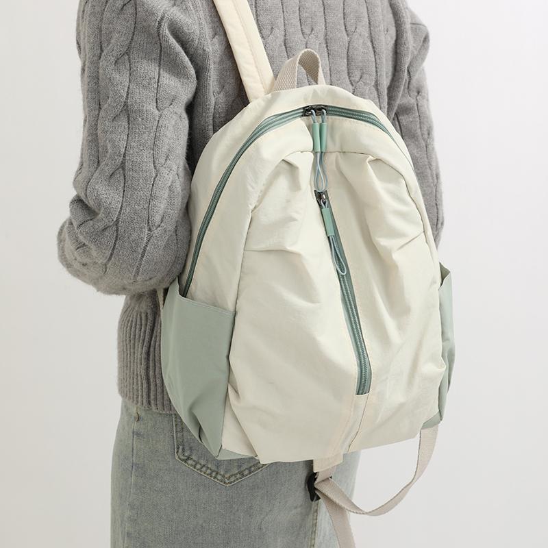 Contrast Color Backpack Women's Outdoor Lightweight Travel Backpack Large Capacity Student Schoolbag