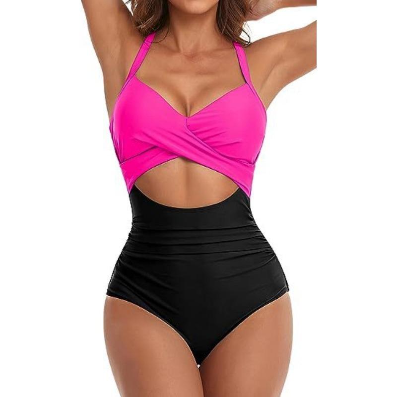 One-piece SSwimsuit for Women, European and American Backless Splicing Sexy Bikini Swimsuit