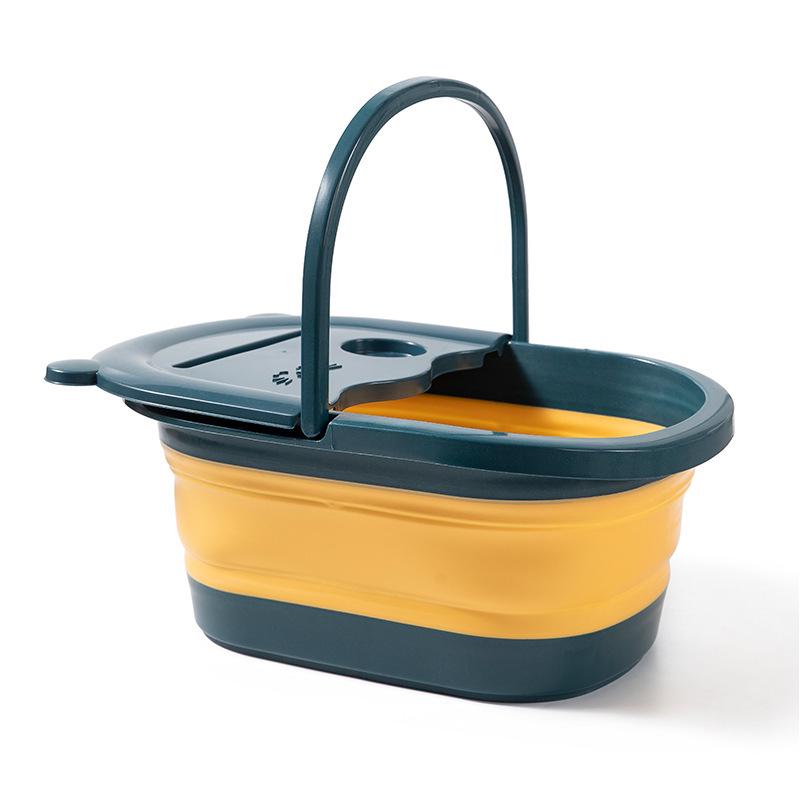 Compact Foldable Footbath with Cover - Deep Massage Foot Soak Bucket for Adults