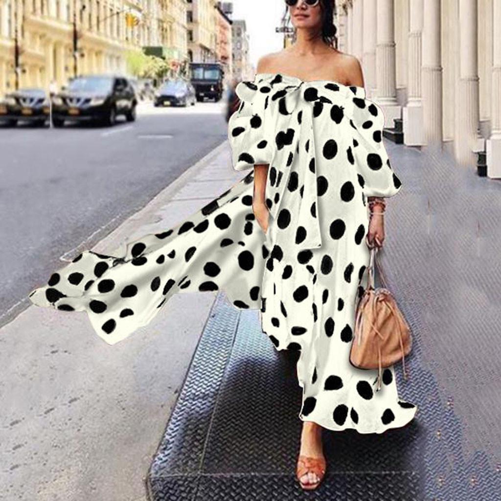 

Женское модное платье в горошек с принтом и открытыми плечами, кружевное платье с рюшами и бантом L бежевый