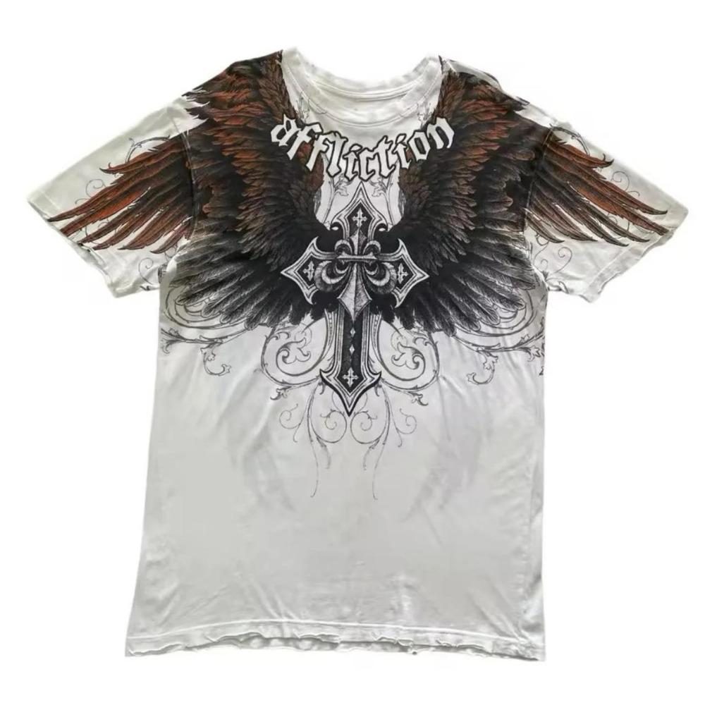 T-shirt da uomo estiva Affliction Vintage Oversize Y2K Streetwear Gotico da uomo e donna Retro Rock T-shirt da uomo Top
