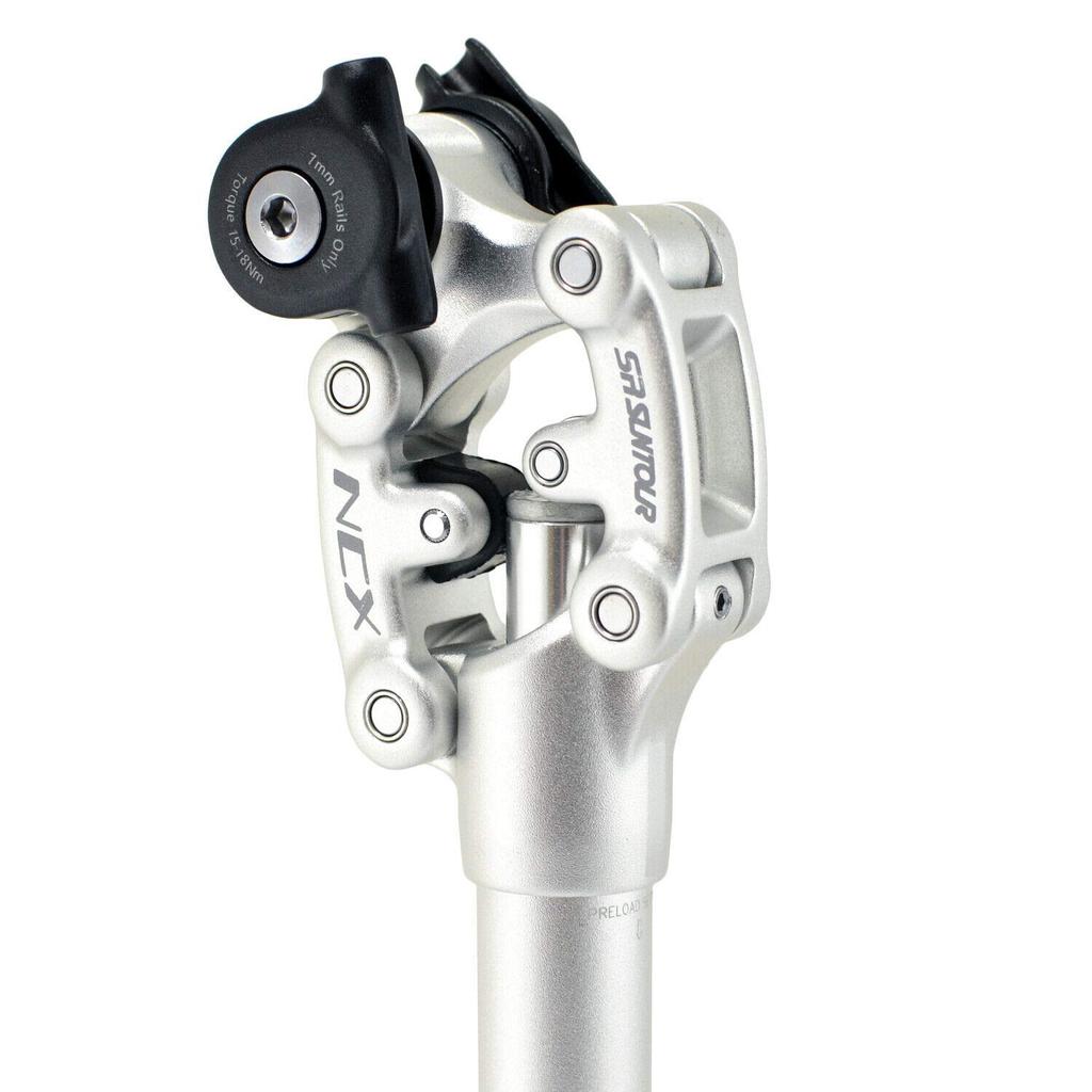 SR SUNTOUR SP12 NCX Suspension Seat Post with Protective Cover VK2297 27.2X400mm, Silver,