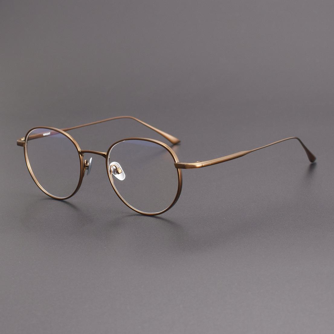 

Круглая оправа для очков из чистого титана в стиле ретро – стиль японского дизайнера Yongfu для близорукости, литературных мужчин, модный образ