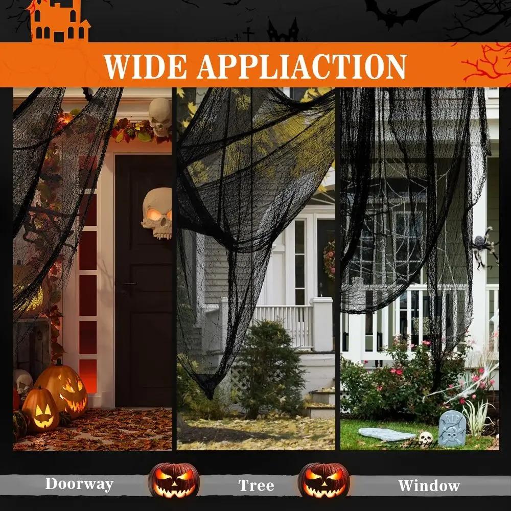 Fashion Black Halloween Spooky Cloth Drape Hang Up Spooky Halloween Decor Net Halloween Gauze Outdoor Decor