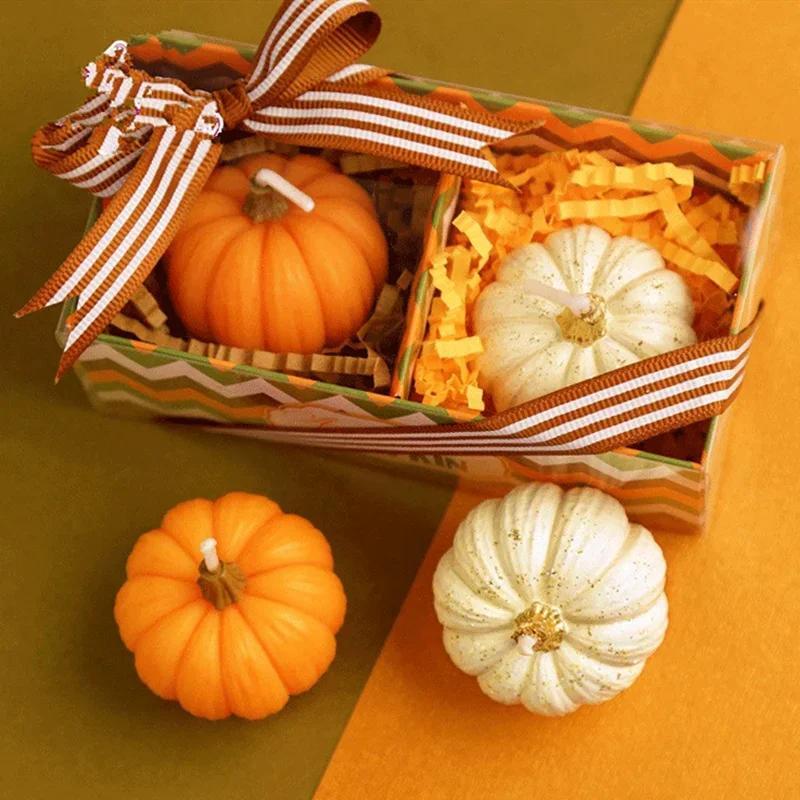 Wholesale Halloween Pumpkin Shape Cake Candles Resin Mould Aromatherapy Plaster 3D Silicone Mold Kitchen Baking Tool Decoration