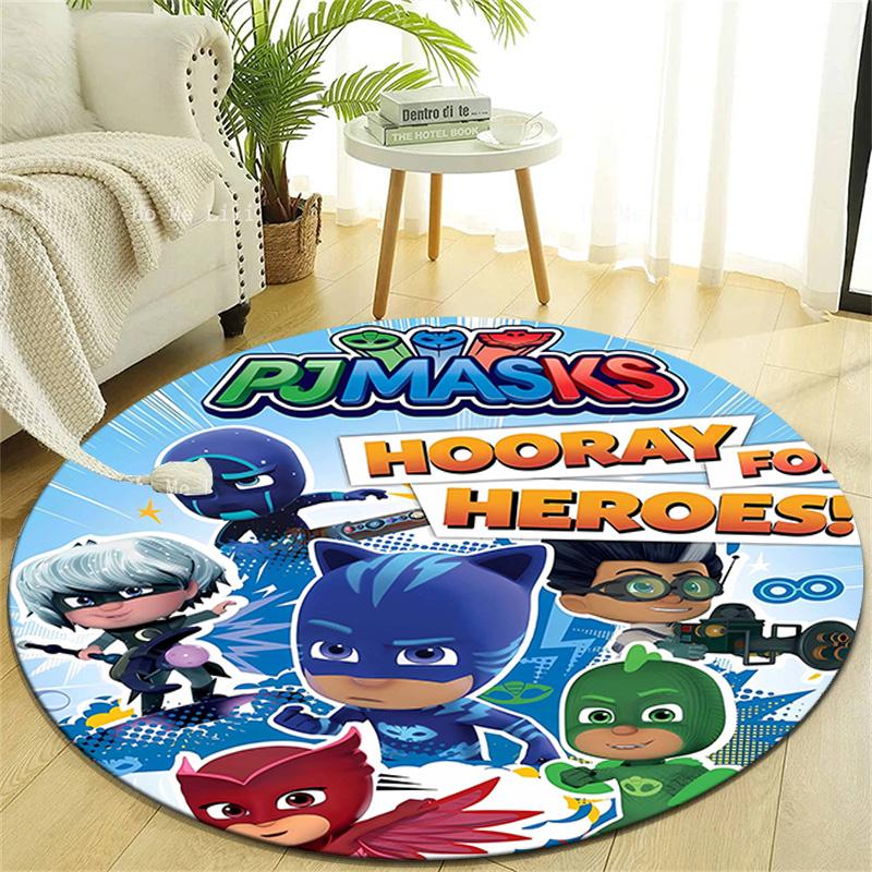 1pc PJ Marks1 Design Printed Area Round Carpet for Bedroom Living Room Home Decor Rugs Mat Non Slip Mat Rug for Bedside
