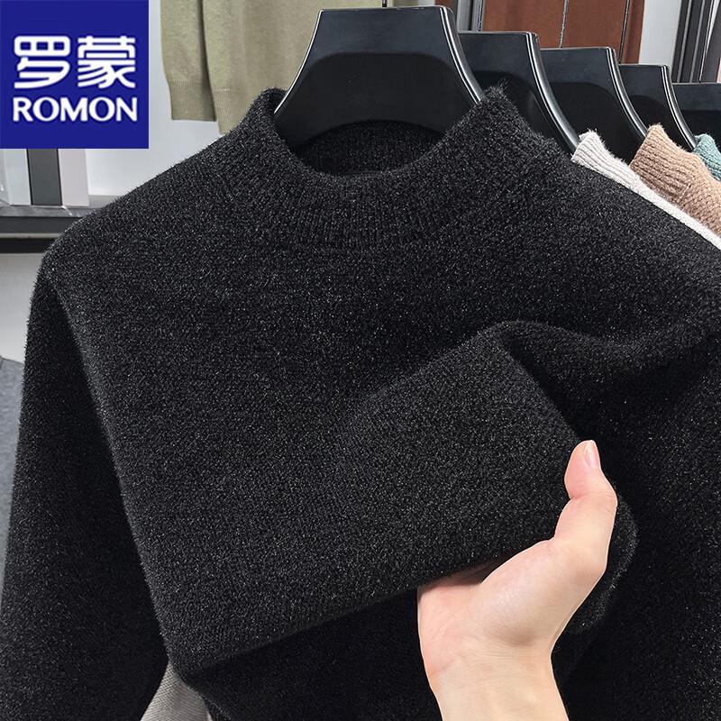 ROMON Men's Thickened Mock Neck Long Sleeve Sweater