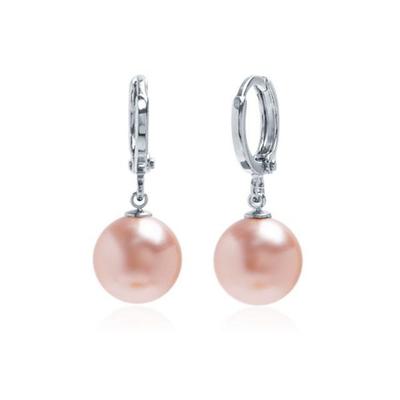 Boucles d'oreilles autrichiennes une touche E483 10 mm Perle Pêche