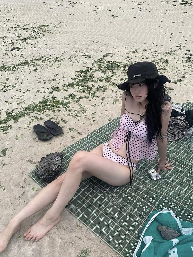 Women's Korean-Style High-Waisted One-Shoulder Halter Backless Slimming Bikini Swimsuit