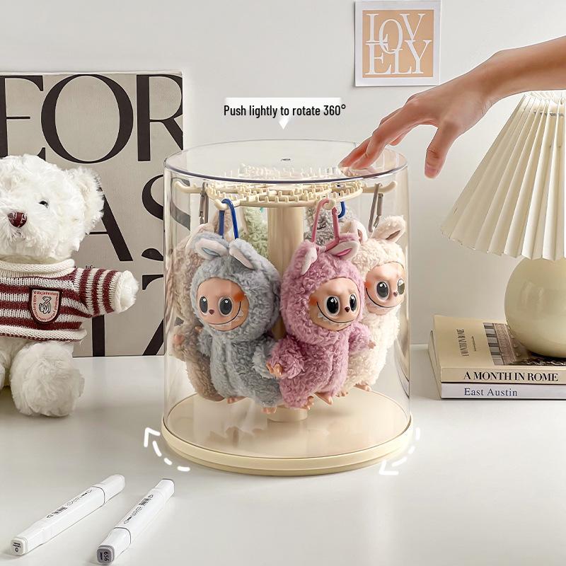 Rotating Labubu Plush Figurine Display Box and Stand