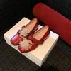 Height-increasing camellia French light-mouth ballet single shoes women's versatile round head soft sole silver Mary Jane shoes