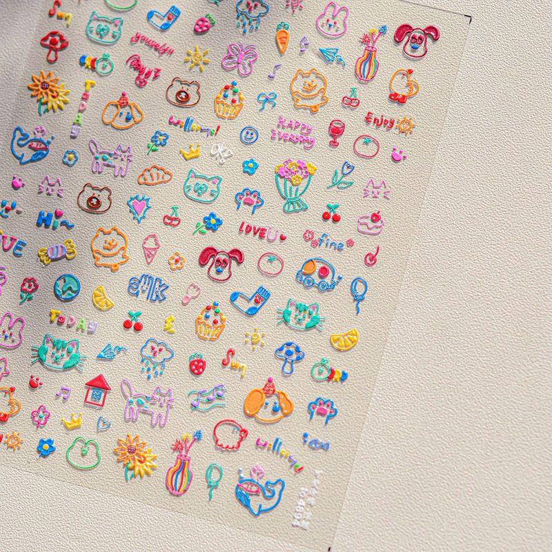 

Cute Graffiti Painting Nail Stickers New 3D Relief Three-Dimensional Adhesive Children s Nail Stickers Decorations Cute graffiti 4894